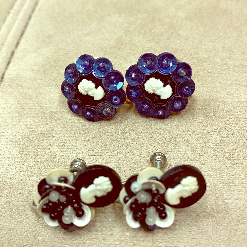 2 Pair of 1940s Sequin Earrings